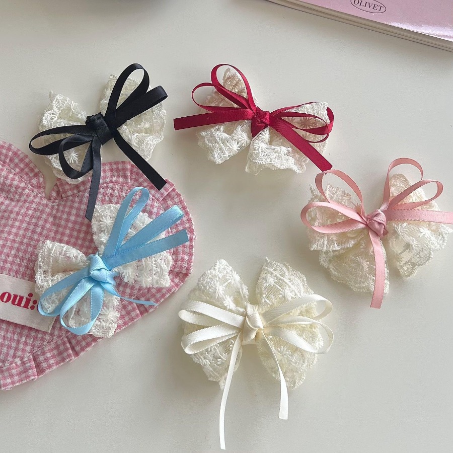 2pcs/set Cute Lace Bow Hair Cl - Travel Accessories For 4 Year Old review and price
